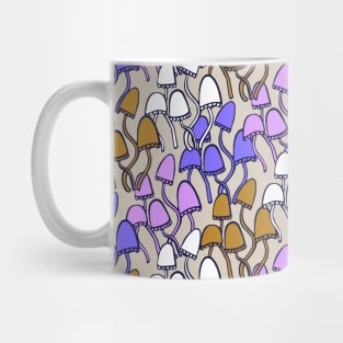 Groovy Weirdcore Shiitake Mushroom pattern in purple, pink and golden brown Mug